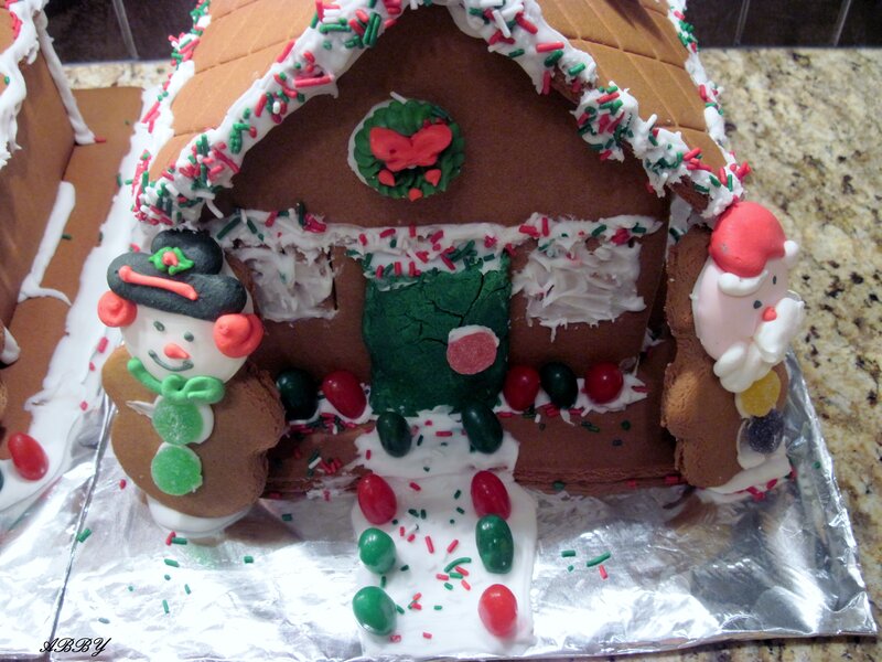 Gingerbread House with Figures — Brown, Festive