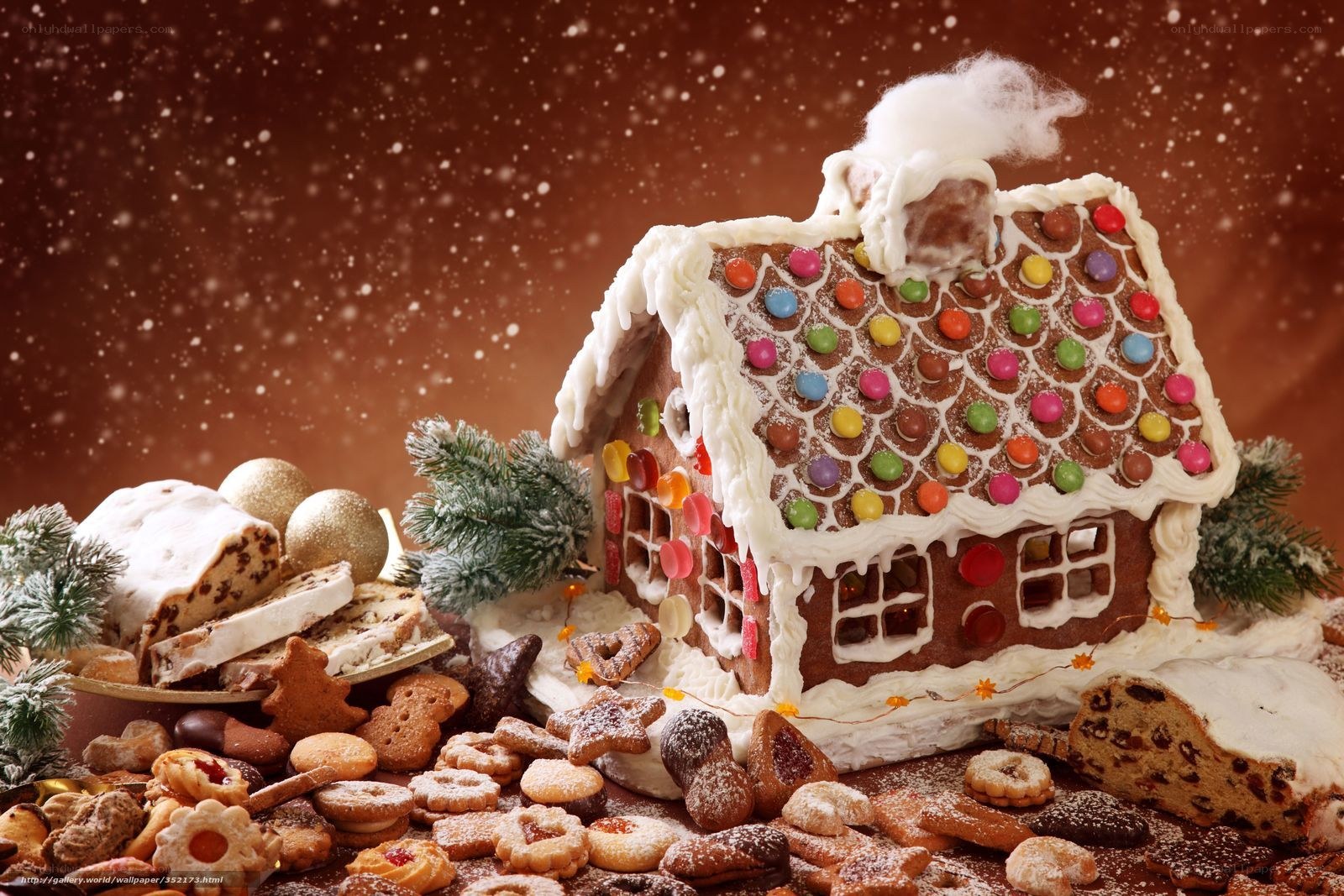 Gingerbread house with holiday treats
