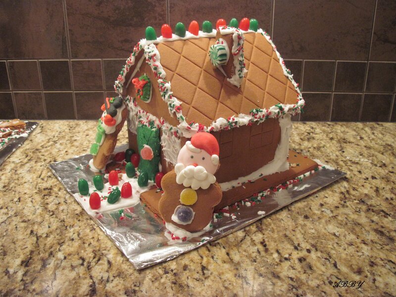 Gingerbread House with Santa — Brown, Festive