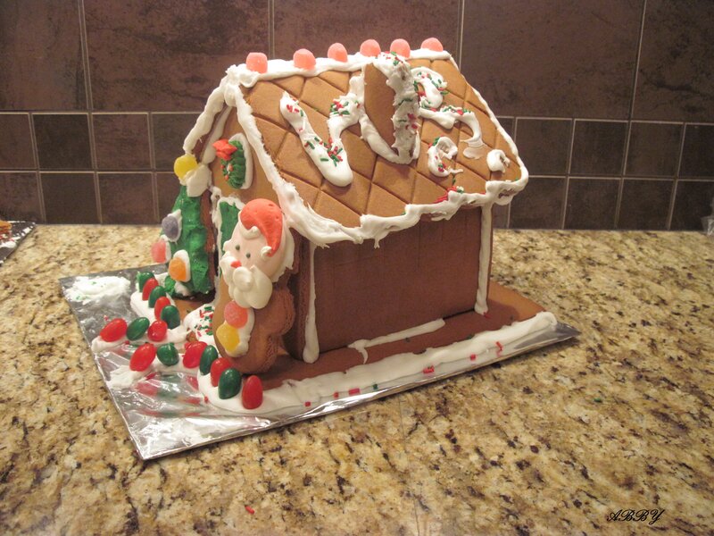 Gingerbread House with Santa — Brown