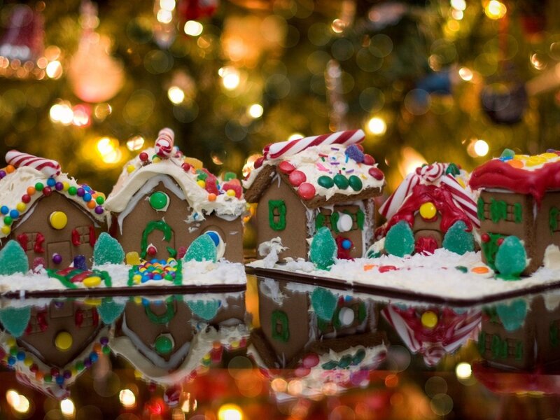 Gingerbread Houses on Display — Brown, Festive, Winter
