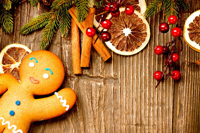 Gingerbread Man Cookie — Brown, Festive, Winter, Photograph, Cinnamon Sticks, Dried Oranges