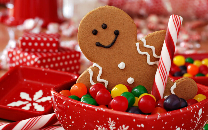 Gingerbread Man Cookie — Red, Festive, Winter, Photograph, Candy