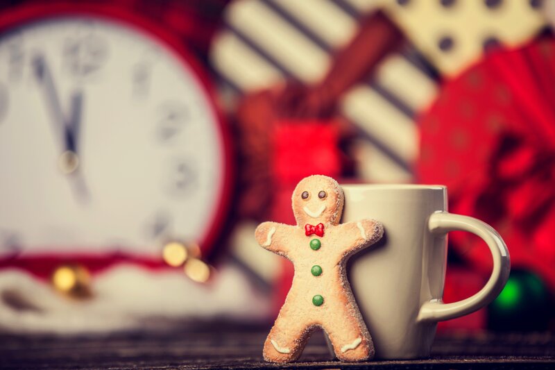 Gingerbread Man Cookie — Red, Festive, Winter, Photograph, Mug