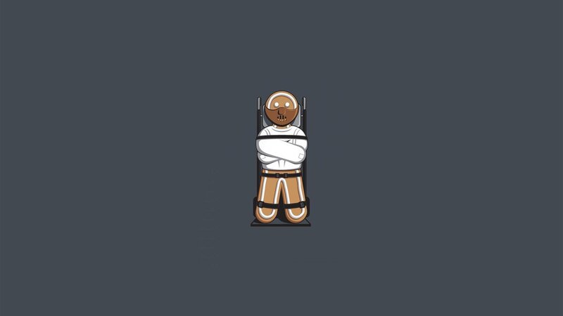 Gingerbread Man in Restraint — Gray, Neutral, Illustration