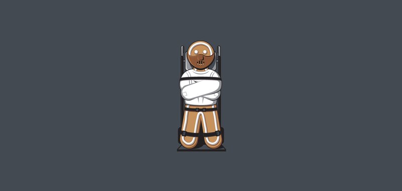 Gingerbread Man in Restraint — Gray, Neutral, Vector Art