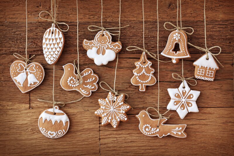 Gingerbread Ornaments — Brown, Festive, Winter, Photograph, String