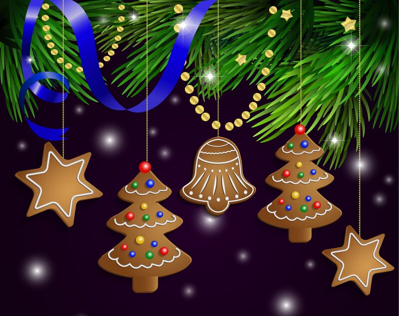 Gingerbread Ornaments — Green, Festive, Winter