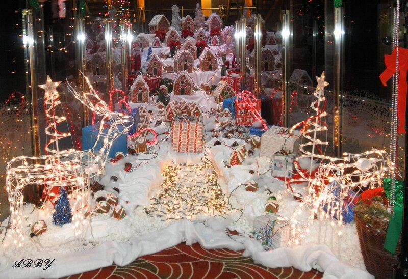 Gingerbread Village Display — White, Festive, Night