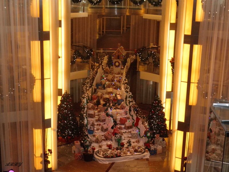 Gingerbread Village Display — White, Festive, Winter, Photograph