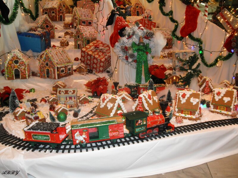 Gingerbread Village Display — White, Festive, Winter