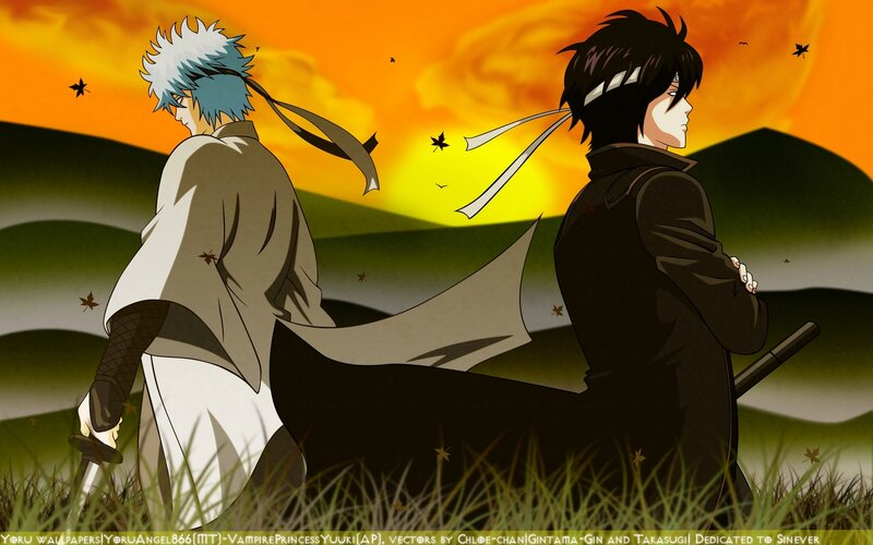 Gintama characters at sunset