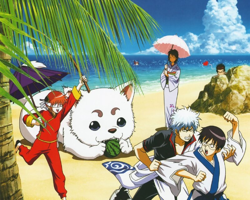 Gintama characters at the beach