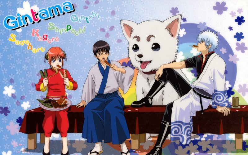 Gintama characters eating snacks