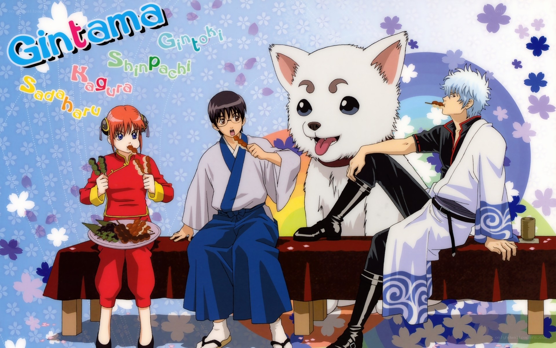 Gintama characters eating snacks