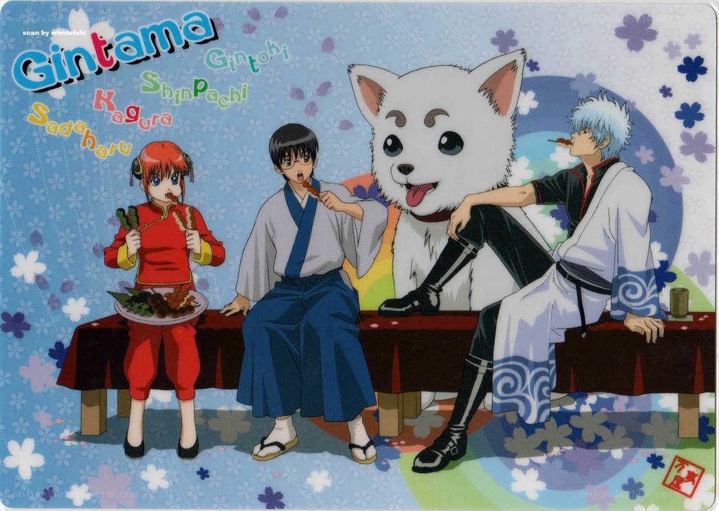 Gintama characters eating together