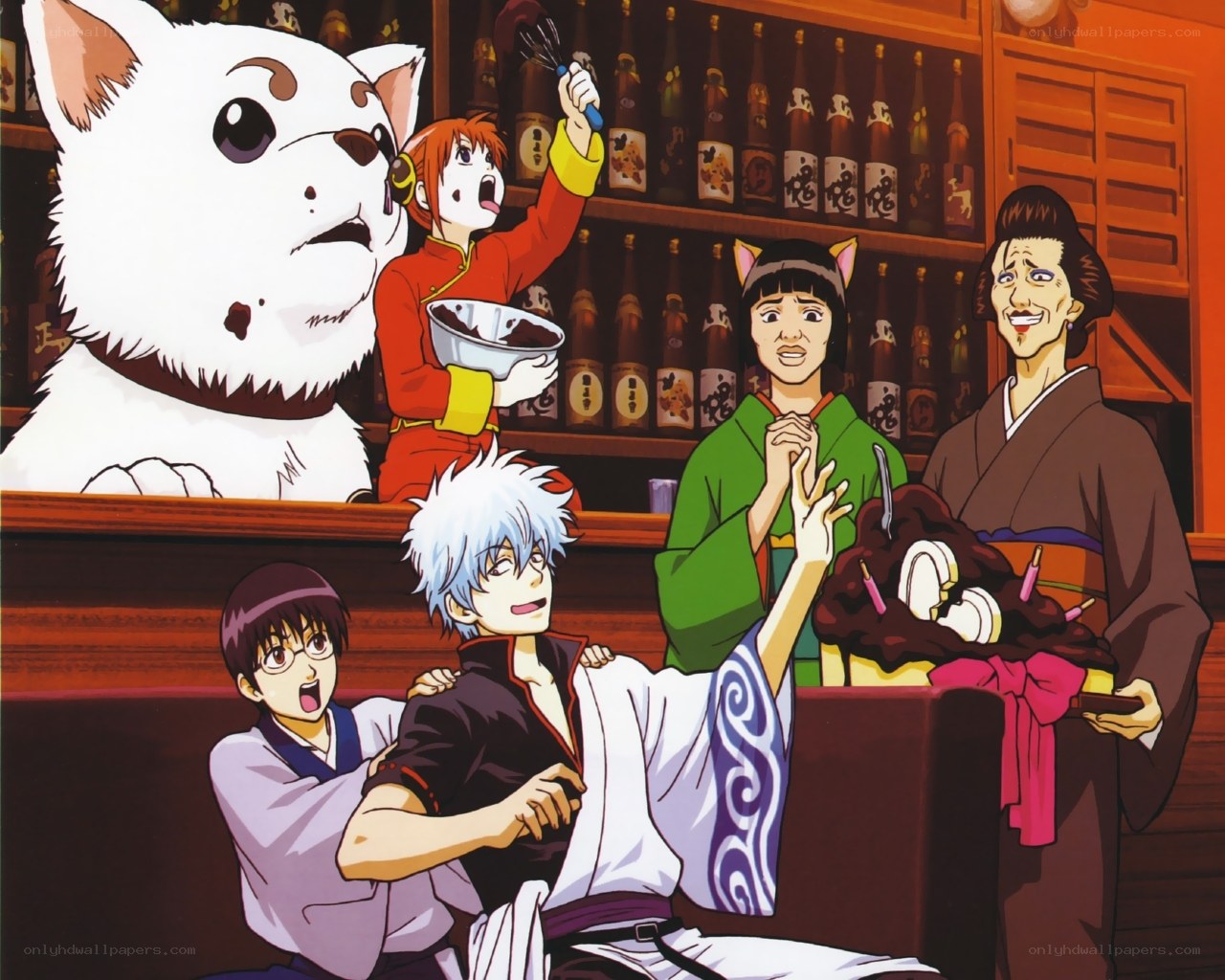 Gintama characters in a bar