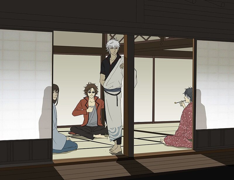 Gintama characters in a traditional room