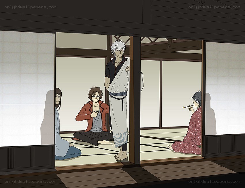 Gintama characters in a traditional room