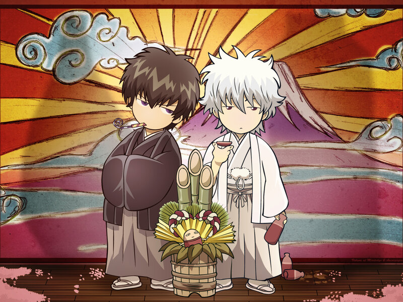 Gintama characters in traditional attire