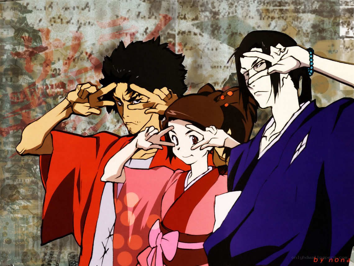 Gintama characters making hand signs