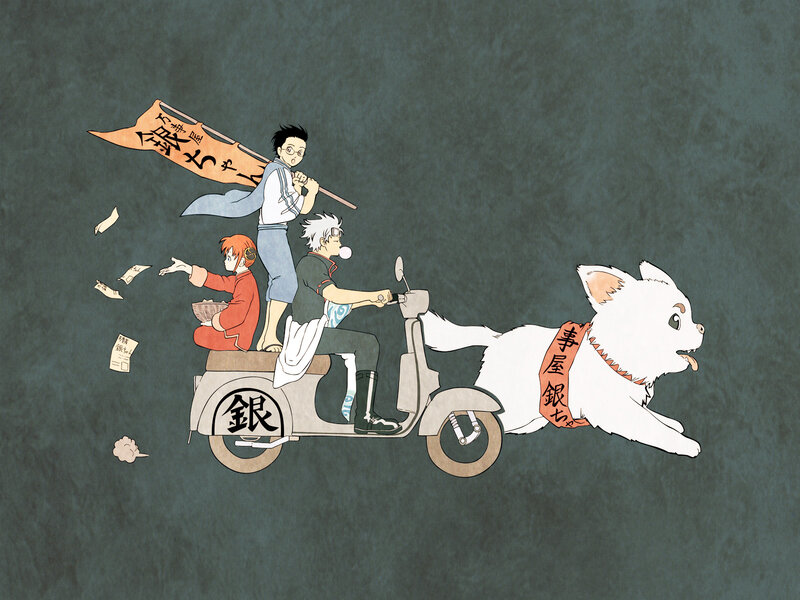 Gintama characters on scooter