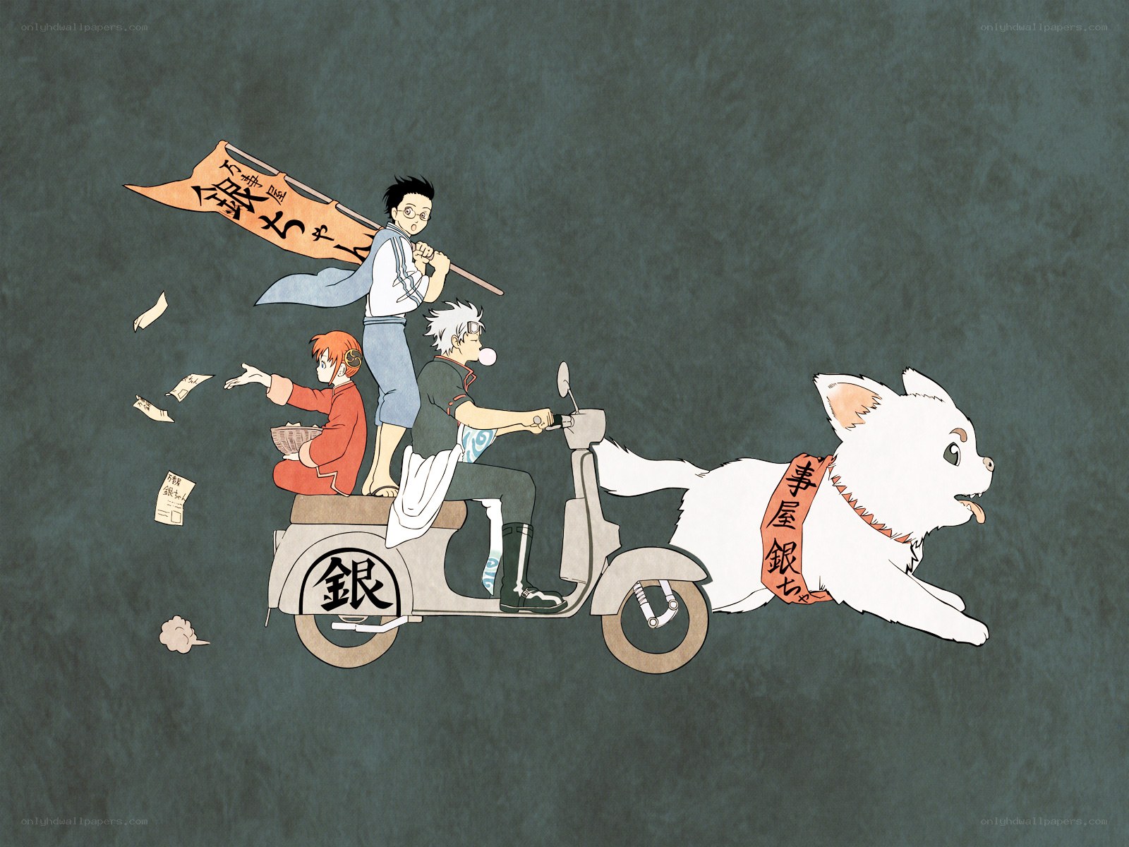 Gintama characters on scooter