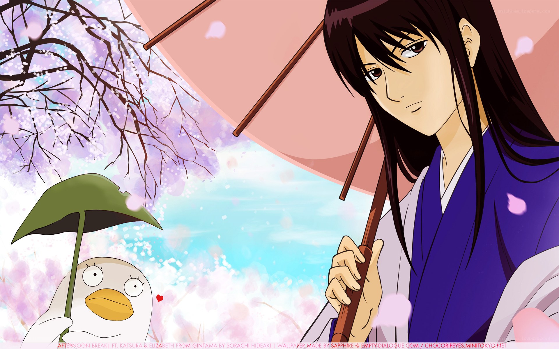 Gintama characters under cherry blossoms