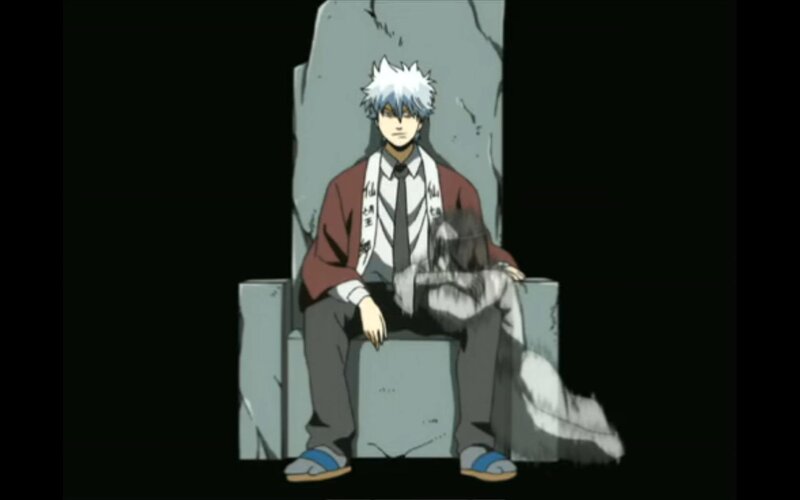 Gintoki Sakata on a throne