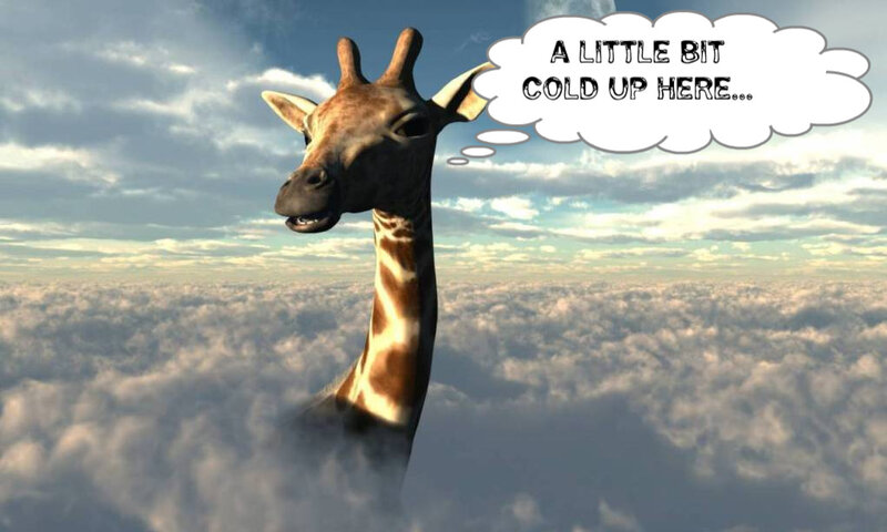 Giraffe Above Clouds — Blue