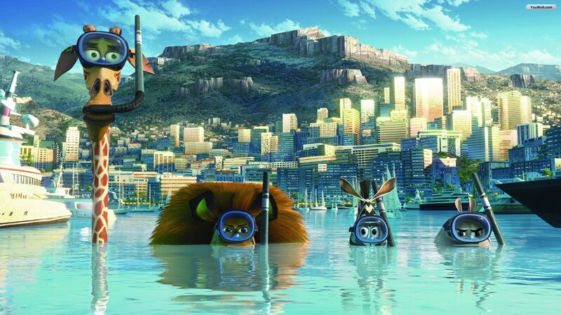 Giraffe and Animals in Water