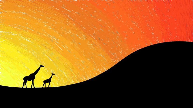 Giraffe and Calf Silhouette — Yellow