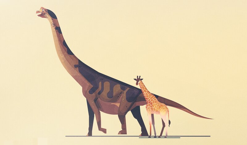 Giraffe and Dinosaur