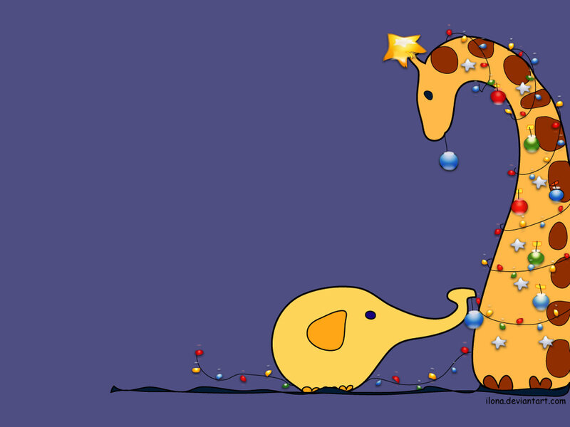 Giraffe and Elephant