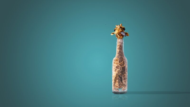 Giraffe in a Bottle — Teal
