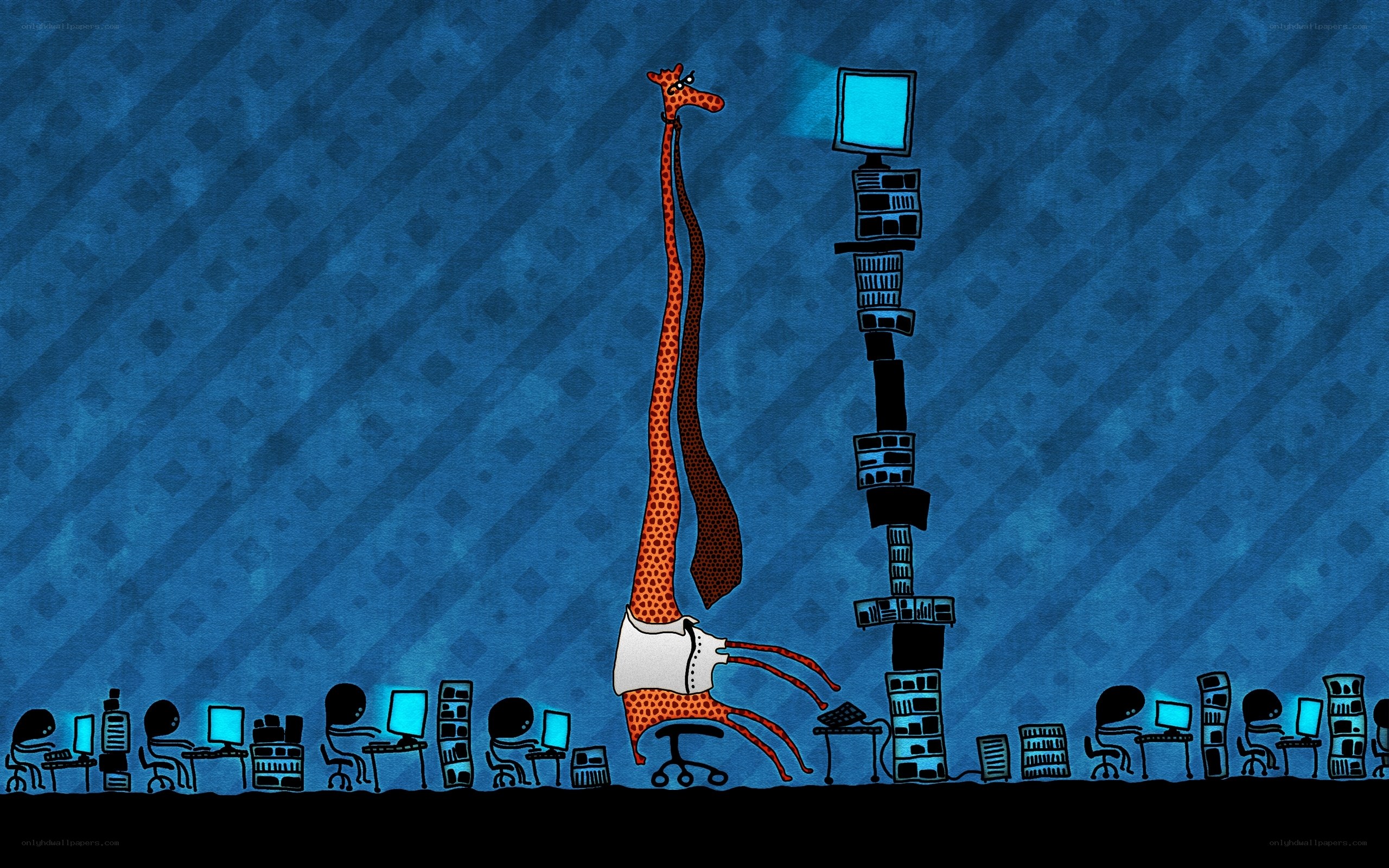 Giraffe in an office