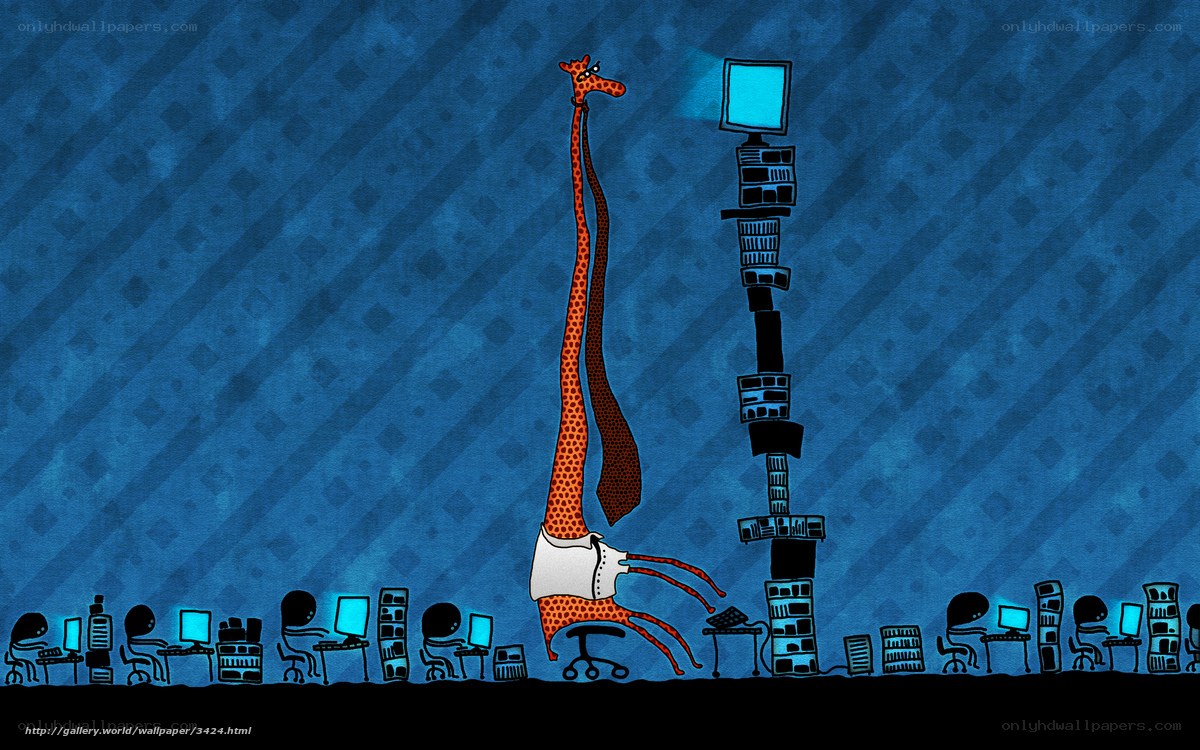 Giraffe in an office