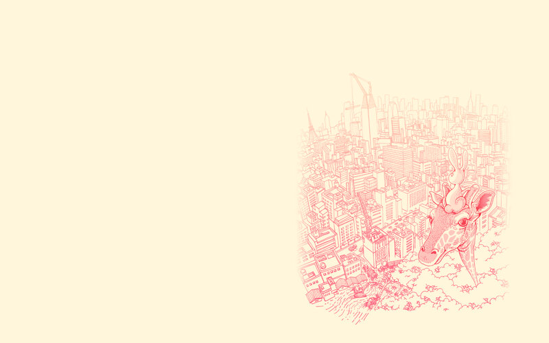 giraffe in cityscape illustration