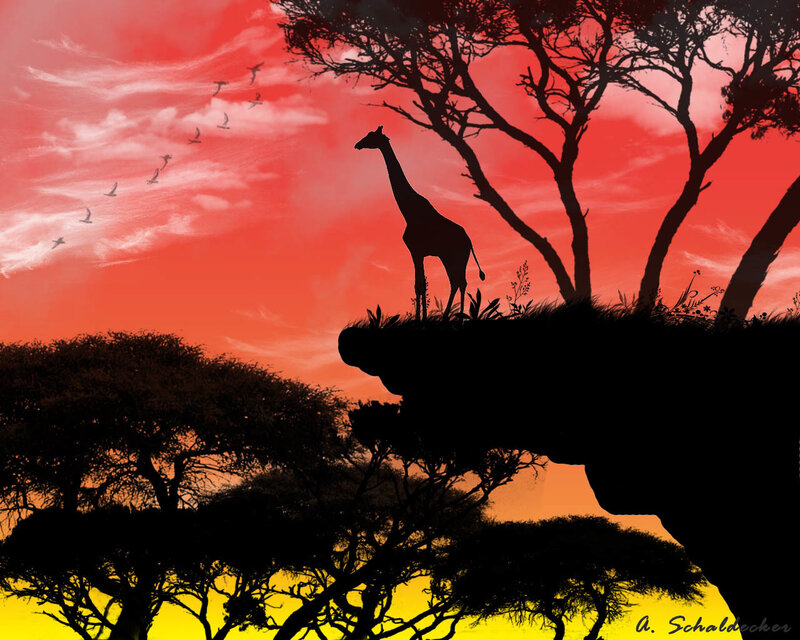 Giraffe on a Cliff