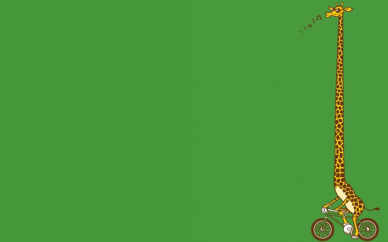 Giraffe on Bicycle — Green, Playful