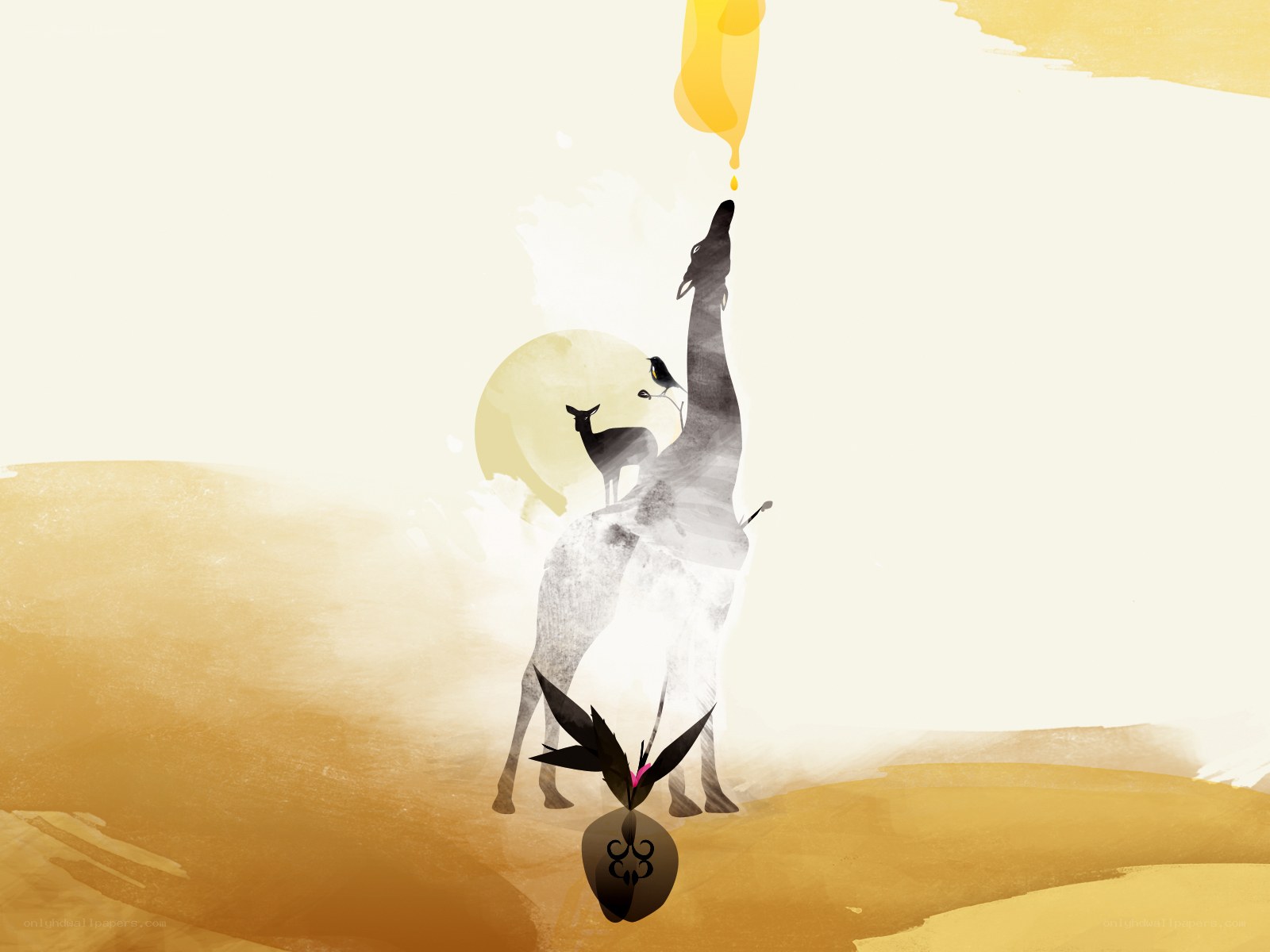 giraffe reaching for honey