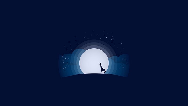 Giraffe Silhouette — Blue, Serene