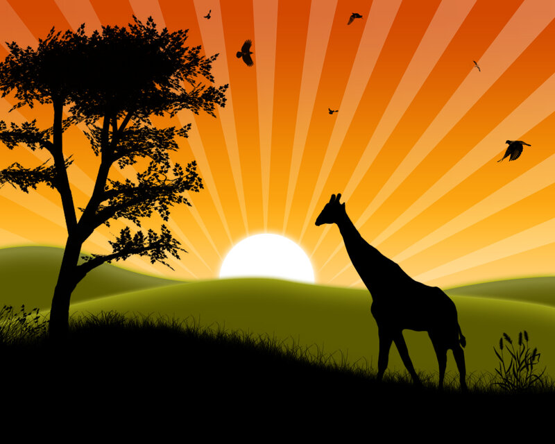 Giraffe Silhouette — Orange, Serene
