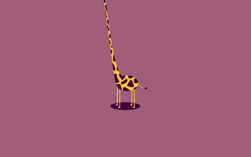 Giraffe Standing — Purple, Minimalist