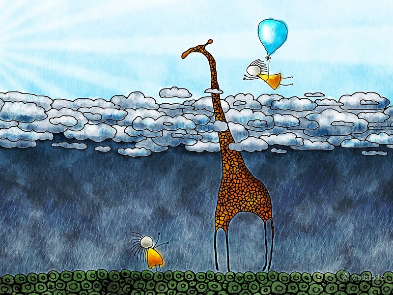 Giraffe with Balloon