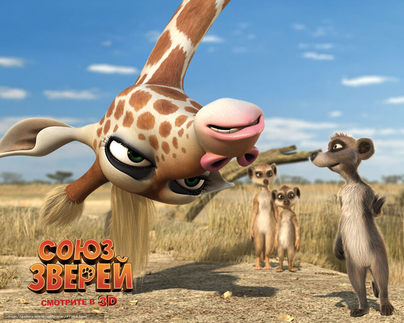 Giraffe with Meerkats