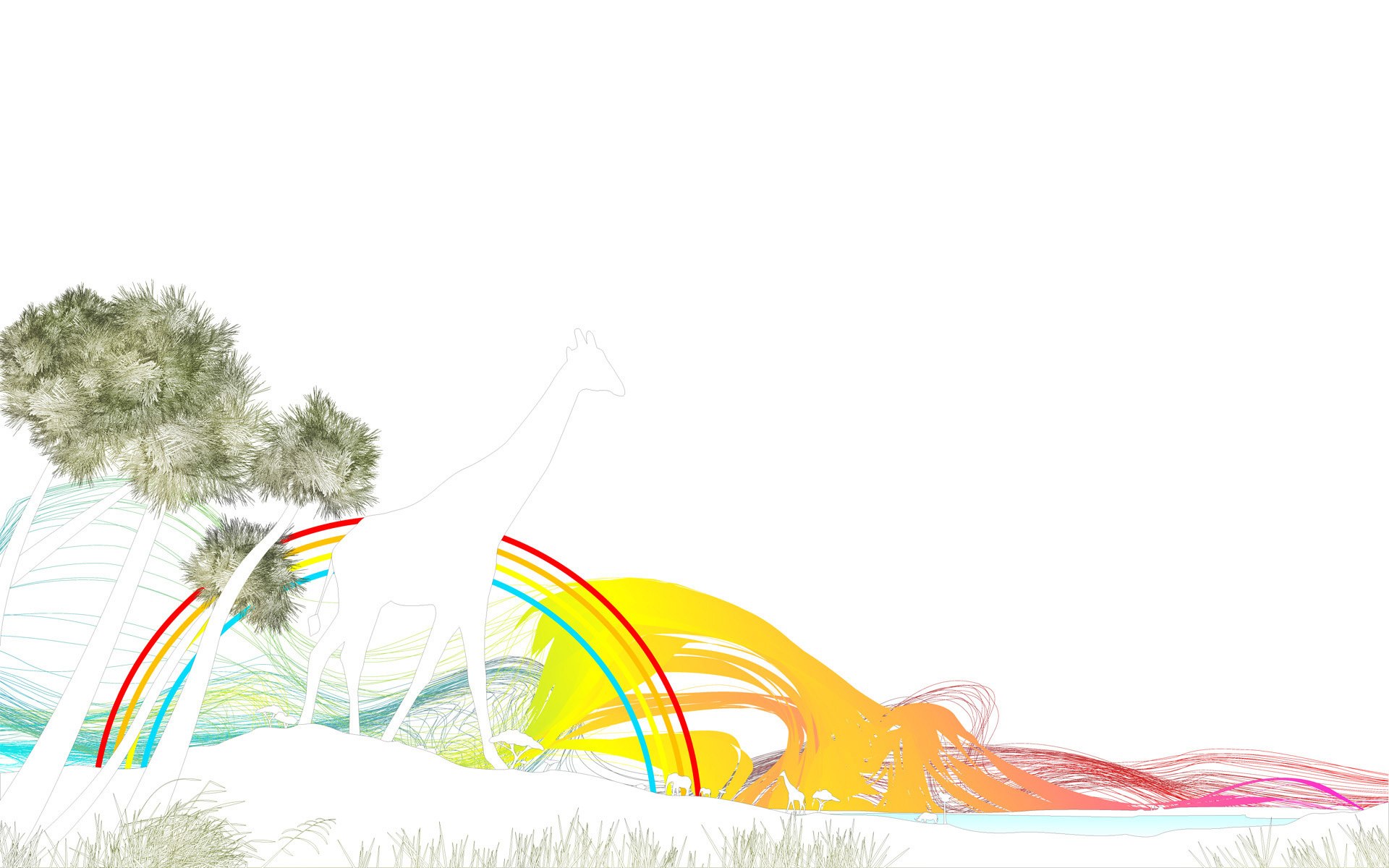 Giraffe with rainbow art