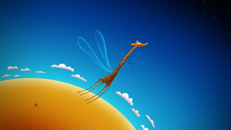 Giraffe with Wings — Blue