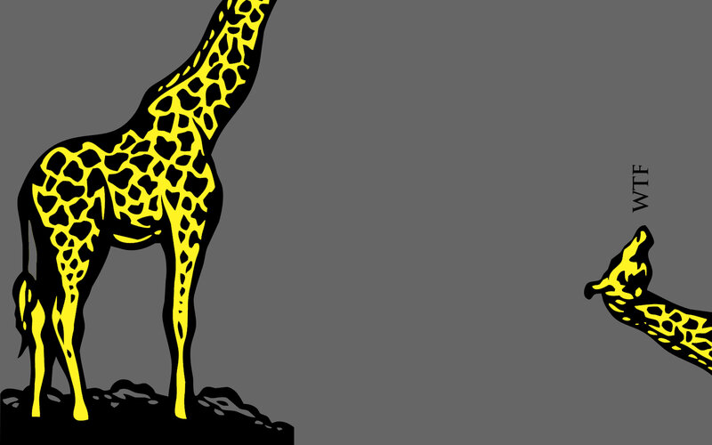 Giraffe with 'WTF' text