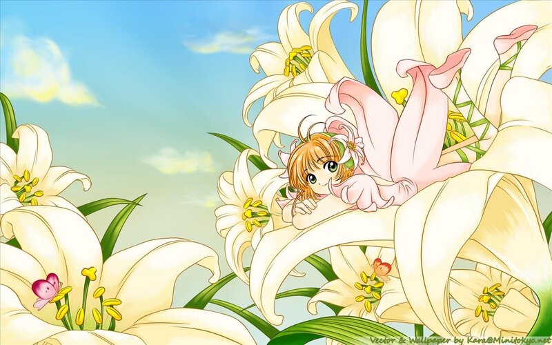 Girl Among Lilies — White